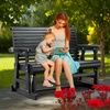 image:imageVINGLI Wooden Patio Glider Heavy Duty 800 LBS Outdoor Glider with Cup Holders 4 FT Wooden Glider Bench with High Backrest for Garden Yard Patio BlackBlack