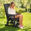 image:imageVINGLI Wooden Patio Glider Heavy Duty 800 LBS Outdoor Glider with Cup Holders 4 FT Wooden Glider Bench with High Backrest for Garden Yard Patio BlackBlack