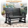 image:imageVINGLI Wooden Patio Glider Heavy Duty 800 LBS Outdoor Glider with Cup Holders 4 FT Wooden Glider Bench with High Backrest for Garden Yard Patio BlackBlack