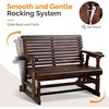 image:imageVINGLI Wooden Patio Glider Heavy Duty 800 LBS Outdoor Glider with Cup Holders 4 FT Wooden Glider Bench with High Backrest for Garden Yard Patio BlackRustic