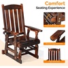 image:imageVINGLI Wooden Patio Glider Heavy Duty 800 LBS Outdoor Glider with Cup Holders 4 FT Wooden Glider Bench with High Backrest for Garden Yard Patio BlackRustic