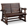 image:imageVINGLI Wooden Patio Glider Heavy Duty 800 LBS Outdoor Glider with Cup Holders 4 FT Wooden Glider Bench with High Backrest for Garden Yard Patio BlackRustic