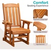 image:imageVINGLI Wooden Patio Glider Heavy Duty 800 LBS Outdoor Glider with Cup Holders 4 FT Wooden Glider Bench with High Backrest for Garden Yard Patio BlackTeak