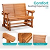 image:imageVINGLI Wooden Patio Glider Heavy Duty 800 LBS Outdoor Glider with Cup Holders 4 FT Wooden Glider Bench with High Backrest for Garden Yard Patio BlackTeak