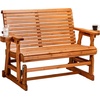 image:imageVINGLI Wooden Patio Glider Heavy Duty 800 LBS Outdoor Glider with Cup Holders 4 FT Wooden Glider Bench with High Backrest for Garden Yard Patio BlackTeak