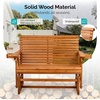 image:imageVINGLI Wooden Patio Glider Heavy Duty 800 LBS Outdoor Glider with Cup Holders 4 FT Wooden Glider Bench with High Backrest for Garden Yard Patio BlackTeak