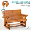 image:imageVINGLI Wooden Patio Glider Heavy Duty 800 LBS Outdoor Glider with Cup Holders 4 FT Wooden Glider Bench with High Backrest for Garden Yard Patio BlackTeak