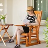image:imageVINGLI Wooden Patio Glider Heavy Duty 800 LBS Outdoor Glider with Cup Holders 4 FT Wooden Glider Bench with High Backrest for Garden Yard Patio BlackTeak