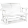 image:imageVINGLI Wooden Patio Glider Heavy Duty 800 LBS Outdoor Glider with Cup Holders 4 FT Wooden Glider Bench with High Backrest for Garden Yard Patio BlackWhite
