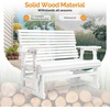image:imageVINGLI Wooden Patio Glider Heavy Duty 800 LBS Outdoor Glider with Cup Holders 4 FT Wooden Glider Bench with High Backrest for Garden Yard Patio BlackWhite