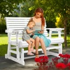 image:imageVINGLI Wooden Patio Glider Heavy Duty 800 LBS Outdoor Glider with Cup Holders 4 FT Wooden Glider Bench with High Backrest for Garden Yard Patio BlackWhite