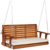 image:imageVINGLI Wooden Porch Swing Heavy Duty 880 LBS Hanging Patio Bench with Extra Cushion for Lawn Garden Courtyard Brown 5 feetBrown