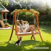 image:imageVINGLI Wooden Porch Swing Heavy Duty 880 LBS Hanging Patio Bench with Extra Cushion for Lawn Garden Courtyard Brown 5 feetBrown