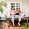 image:imageVINGLI Wooden Porch Swing Heavy Duty 880 LBS Hanging Patio Bench with Extra Cushion for Lawn Garden Courtyard Brown 5 feetBrown