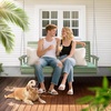 image:imageVINGLI Wooden Porch Swing Heavy Duty 880 LBS Hanging Patio Bench with Extra Cushion for Lawn Garden Courtyard Brown 5 feetGreen