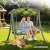 image:imageVINGLI Wooden Porch Swing Heavy Duty 880 LBS Hanging Patio Bench with Extra Cushion for Lawn Garden Courtyard Brown 5 feetGreen