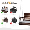 image:imageVINGLI Wooden Porch Swing Heavy Duty 880 LBS Hanging Patio Bench with Extra Cushion for Lawn Garden Courtyard Brown 5 feetRustic