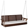 image:imageVINGLI Wooden Porch Swing Heavy Duty 880 LBS Hanging Patio Bench with Extra Cushion for Lawn Garden Courtyard Brown 5 feetRustic