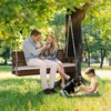 image:imageVINGLI Wooden Porch Swing Heavy Duty 880 LBS Hanging Patio Bench with Extra Cushion for Lawn Garden Courtyard Brown 5 feetRustic