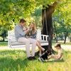 image:imageVINGLI Wooden Porch Swing Heavy Duty 880 LBS Hanging Patio Bench with Extra Cushion for Lawn Garden Courtyard Brown 5 feetWhite