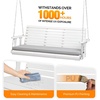 image:imageVINGLI Wooden Porch Swing Heavy Duty 880 LBS Hanging Patio Bench with Extra Cushion for Lawn Garden Courtyard Brown 5 feetWhite