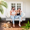 image:imageVINGLI Wooden Porch Swing Heavy Duty 880 LBS Hanging Patio Bench with Extra Cushion for Lawn Garden Courtyard Brown 5 feetWhite