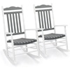 image:imageVINGLI Wooden Rocking Chair Outdoor Set of 2 Patio Rockers with High Back Support 450 LBS Rocking Chairs for Porch Patio Balcony Garden Yard White 2 PCSWhitegrey
