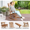 image:imageVINGLI Wooden Rocking Chair Outdoor Set of 2 Patio Rockers with High Back Support 450 LBS Rocking Chairs for Porch Patio Balcony Garden Yard White 2 PCSOak