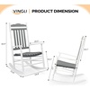 image:imageVINGLI Wooden Rocking Chair Outdoor Set of 2 Patio Rockers with High Back Support 450 LBS Rocking Chairs for Porch Patio Balcony Garden Yard White 2 PCSWhitegrey