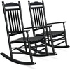 image:imageVINGLI Wooden Rocking Chair Outdoor Set of 2 Patio Rockers with High Back Support 450 LBS Rocking Chairs for Porch Patio Balcony Garden Yard White 2 PCSBlack