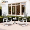 image:imageVINGLI Wooden Rocking Chair Outdoor Set of 2 Patio Rockers with High Back Support 450 LBS Rocking Chairs for Porch Patio Balcony Garden Yard White 2 PCSWhitegrey