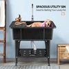 image:imageVingli 37Gallon Freestanding Utility Sink with Faucet 36 Heightened Basin for Laundry Garage Outdoor Garden Pet Wash Heavy Duty Plastic Laundry Tub with Storage Shelf 40L24W36H GreyBlack