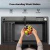 image:imageVingli 37Gallon Freestanding Utility Sink with Faucet 36 Heightened Basin for Laundry Garage Outdoor Garden Pet Wash Heavy Duty Plastic Laundry Tub with Storage Shelf 40L24W36H GreyBlack