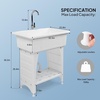 image:imageVingli 37Gallon Freestanding Utility Sink with Faucet 36 Heightened Basin for Laundry Garage Outdoor Garden Pet Wash Heavy Duty Plastic Laundry Tub with Storage Shelf 40L24W36H GreyWhite