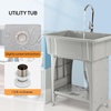 image:imageVingli 37Gallon Freestanding Utility Sink with Faucet 36 Heightened Basin for Laundry Garage Outdoor Garden Pet Wash Heavy Duty Plastic Laundry Tub with Storage Shelf 40L24W36H GreyGray