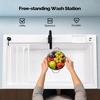 image:imageVingli 37Gallon Freestanding Utility Sink with Faucet 36 Heightened Basin for Laundry Garage Outdoor Garden Pet Wash Heavy Duty Plastic Laundry Tub with Storage Shelf 40L24W36H GreyWhite