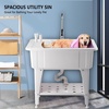 image:imageVingli 37Gallon Freestanding Utility Sink with Faucet 36 Heightened Basin for Laundry Garage Outdoor Garden Pet Wash Heavy Duty Plastic Laundry Tub with Storage Shelf 40L24W36H GreyWhite