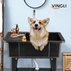 image:imageVingli 37Gallon Freestanding Utility Sink with Faucet 36 Heightened Basin for Laundry Garage Outdoor Garden Pet Wash Heavy Duty Plastic Laundry Tub with Storage Shelf 40L24W36H GreyBlack