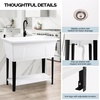 image:imageVingli 37Gallon Freestanding Utility Sink with Faucet 36 Heightened Basin for Laundry Garage Outdoor Garden Pet Wash Heavy Duty Plastic Laundry Tub with Storage Shelf 40L24W36H GreyWhite