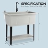 image:imageVingli 37Gallon Freestanding Utility Sink with Faucet 36 Heightened Basin for Laundry Garage Outdoor Garden Pet Wash Heavy Duty Plastic Laundry Tub with Storage Shelf 40L24W36H GreyGray