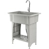 image:imageVingli 37Gallon Freestanding Utility Sink with Faucet 36 Heightened Basin for Laundry Garage Outdoor Garden Pet Wash Heavy Duty Plastic Laundry Tub with Storage Shelf 40L24W36H GreyGray
