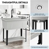 image:imageVingli 37Gallon Freestanding Utility Sink with Faucet 36 Heightened Basin for Laundry Garage Outdoor Garden Pet Wash Heavy Duty Plastic Laundry Tub with Storage Shelf 40L24W36H GreyGray