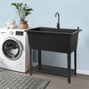 image:imageVingli 37Gallon Freestanding Utility Sink with Faucet 36 Heightened Basin for Laundry Garage Outdoor Garden Pet Wash Heavy Duty Plastic Laundry Tub with Storage Shelf 40L24W36H GreyBlack