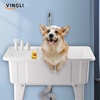 image:imageVingli 37Gallon Freestanding Utility Sink with Faucet 36 Heightened Basin for Laundry Garage Outdoor Garden Pet Wash Heavy Duty Plastic Laundry Tub with Storage Shelf 40L24W36H GreyWhite
