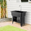 image:imageVingli 37Gallon Freestanding Utility Sink with Faucet 36 Heightened Basin for Laundry Garage Outdoor Garden Pet Wash Heavy Duty Plastic Laundry Tub with Storage Shelf 40L24W36H GreyBlack