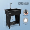 image:imageVingli 37Gallon Freestanding Utility Sink with Faucet 36 Heightened Basin for Laundry Garage Outdoor Garden Pet Wash Heavy Duty Plastic Laundry Tub with Storage Shelf 40L24W36H GreyBlack
