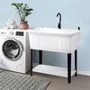 image:imageVingli 37Gallon Freestanding Utility Sink with Faucet 36 Heightened Basin for Laundry Garage Outdoor Garden Pet Wash Heavy Duty Plastic Laundry Tub with Storage Shelf 40L24W36H GreyWhite