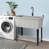image:imageVingli 37Gallon Freestanding Utility Sink with Faucet 36 Heightened Basin for Laundry Garage Outdoor Garden Pet Wash Heavy Duty Plastic Laundry Tub with Storage Shelf 40L24W36H GreyGray