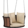 image:imageVINGLI 24 FT Patio Porch Swing Round Rattan Porch Swing with Cushions Heavy Duty 440 LBS Wicker Porch Swing with Adjustable Chains for Yard Porch Garden Brown