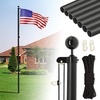 image:imageVINGLI 25FT Heavy Duty Flag Pole Kit for Outside Extra Thick 15mm Aluminum Flagpole w 3x5 USA Flag RustResidential amp Commercial Flag Poles Set for Yard and Garden InGround Display BlackBlack
